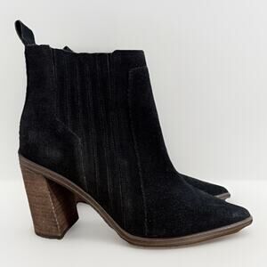 Vince Camuto Women's 6.5 Weverna Black Suede 3” Block Heel Boot
